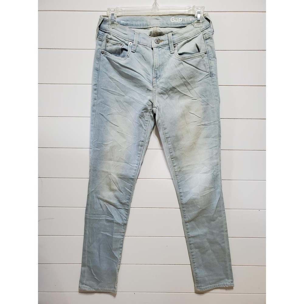 Gap 1969 women size 24R 00 light wash denim ankle jeans crinkle pattern stretch